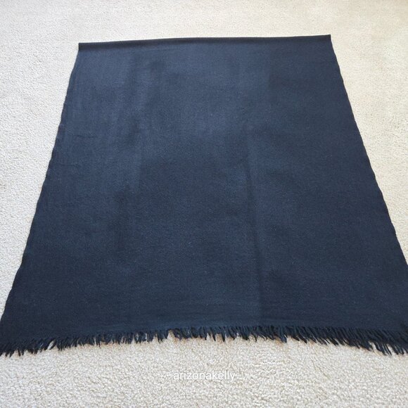 Large Wool Woven Wrap Scarf Black - Picture 6 of 9